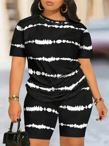 Audio Wave Pattern Cycling Jersey And Leggings Set