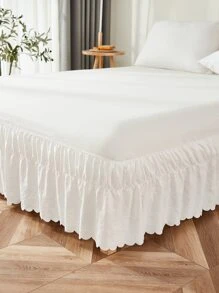 White Ruffle And Bed Skirt Boho Farmhouse White Bed Skirt 1piece Soft Microfiber Bed Skirt For Boys Girls 1 Bed Skirt No Comforter