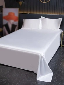 1pc Solid Flat Sheet, Minimalist Fabric Bedding Flat Sheet For Bedroom