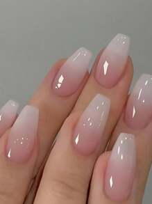 Wear 24pcs Short Ballet False Nails In White Ombre, Simple Yet Elegant Design With Girly Vibe, Perfect For Daily Wear And Suitable For Women Press On Nails Nail Supplies