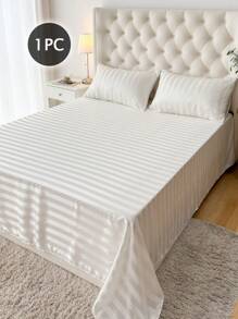 1pc Simple & Comfortable Satin Stripe Single Bed Sheet